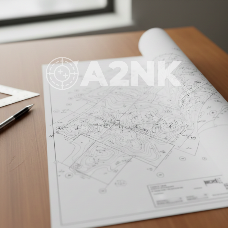 Detailed topographic survey map with 1-foot contours, used as a base for civil engineering design.