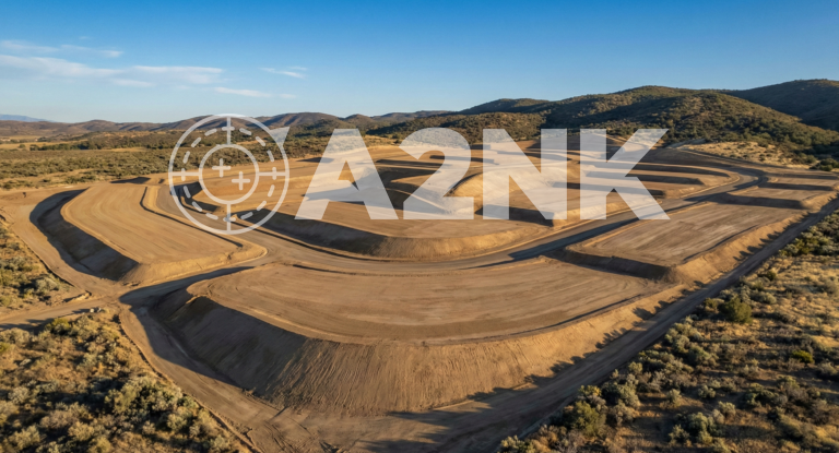 High-resolution orthomosaic map of a commercial development site, generated from drone aerial photography for precision planning.