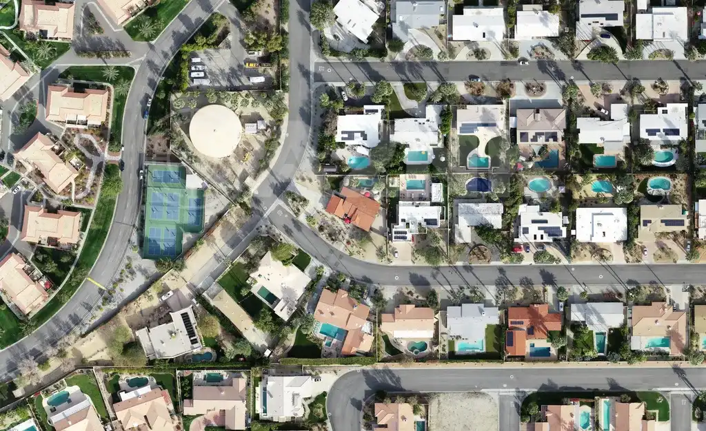 Drone orthomosaic of a Southern California resort community
