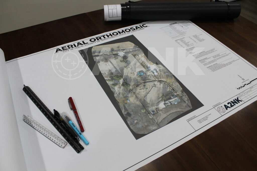 Aerial orthomosaic plan sheet of a Southern California hillside property