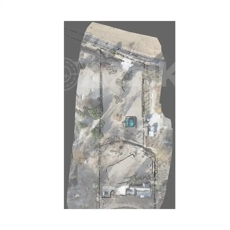 Drone orthomosaic of a parcel presented on an aerial survey sheet