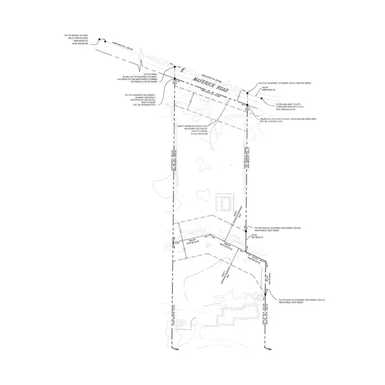 Boundary linework for a parcel, drafted from field survey data